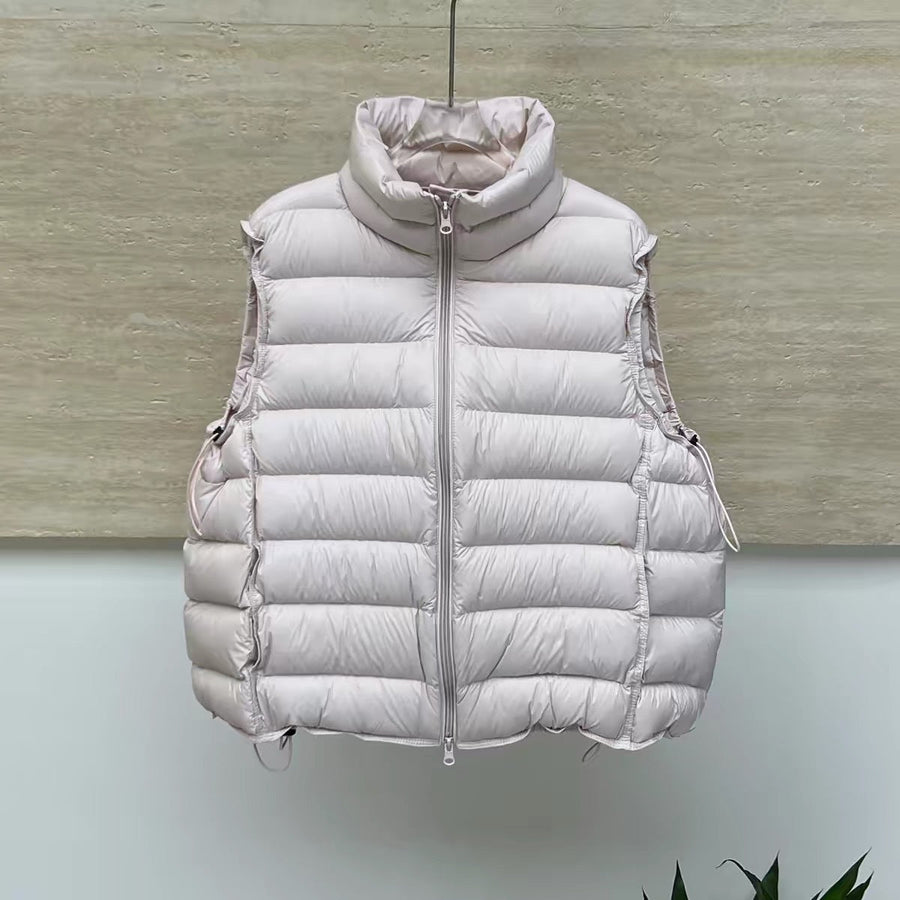 Uniseks gewatteerde bodywarmer met opstaande kraag, mouwloos model met ritssluiting