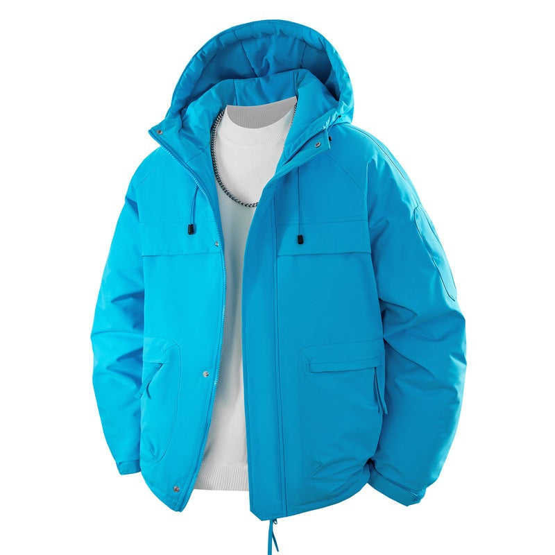 Steppjacke mit Kapuze und Reißverschluss für Herren, lockere Passform