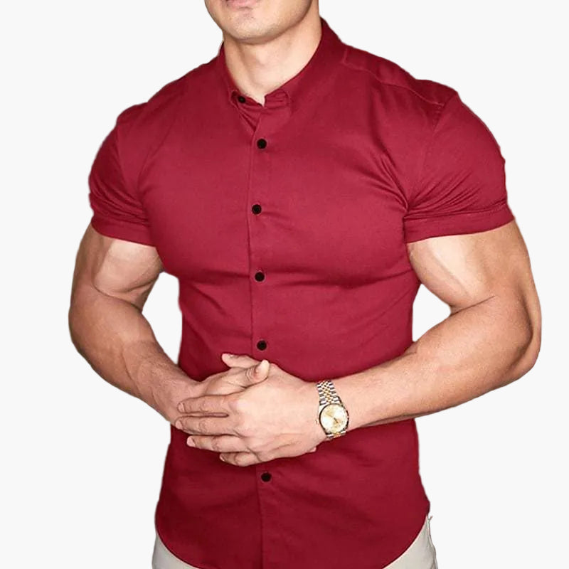 Herren Slim Fit Kurzarm Hemd – Modernes Muskelshirt für Freizeit und Business