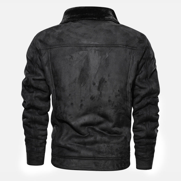 Herren Winterjacke Bomberstil mit Kunstfellfutter & Aufnähern