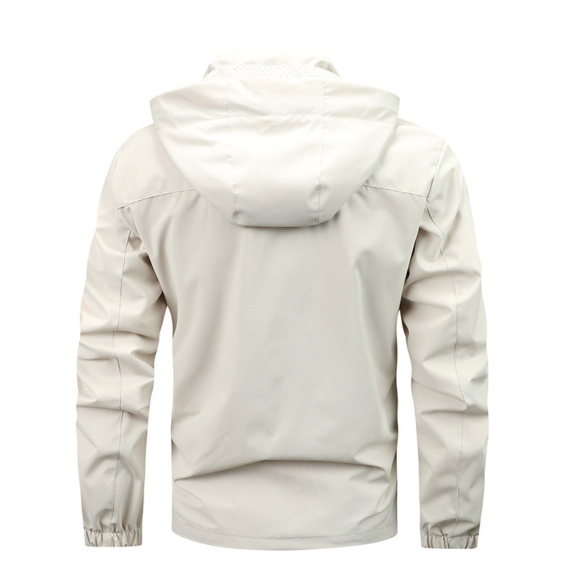 Herren Outdoor Jacke mit Kapuze & Reißverschluss, wasserabweisend