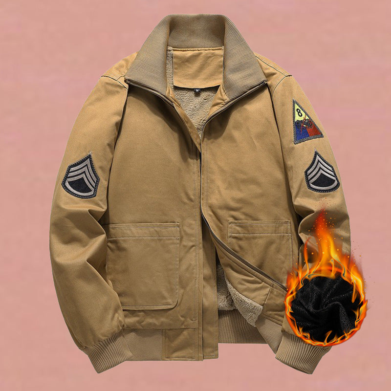 Herren Bomberjacke mit Stehkragen, Reißverschluss und Militär-Patches