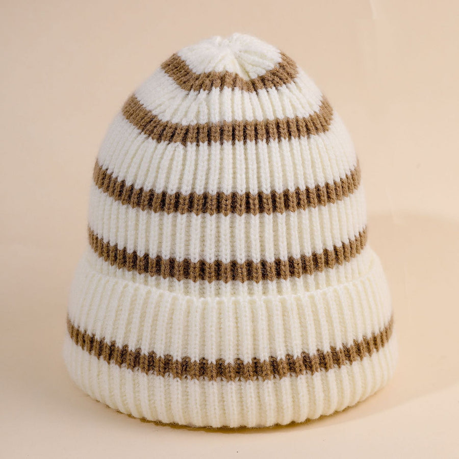 Gestreifte Strickmütze Beanie Wintermütze Unisex