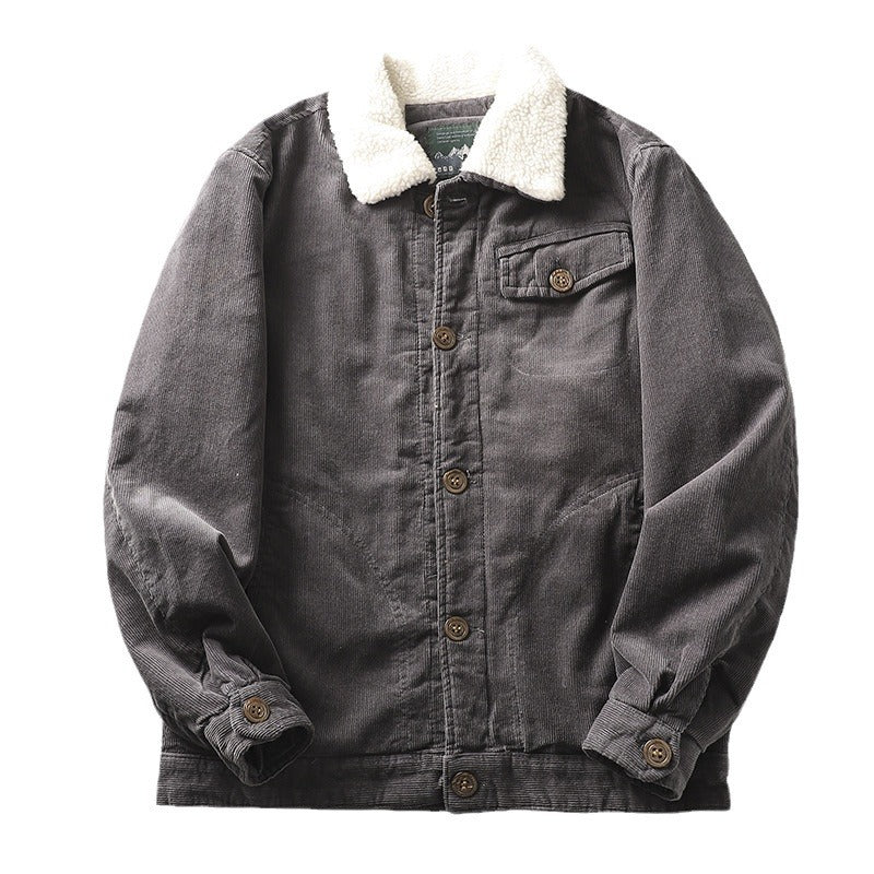 Corduroy herenjas met teddyvoering en kraag