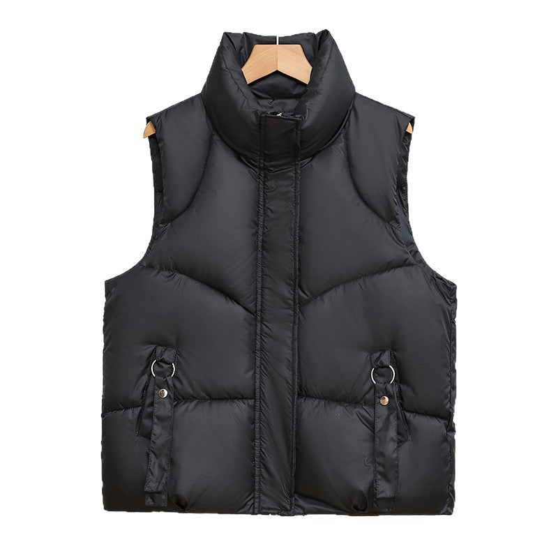 Uniseks gewatteerde bodywarmer met opstaande kraag, doorgestikt en mouwloos