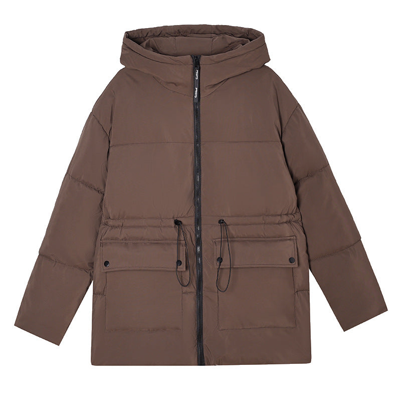 Damen Steppjacke mit Kapuze und Kordelzug, Beige