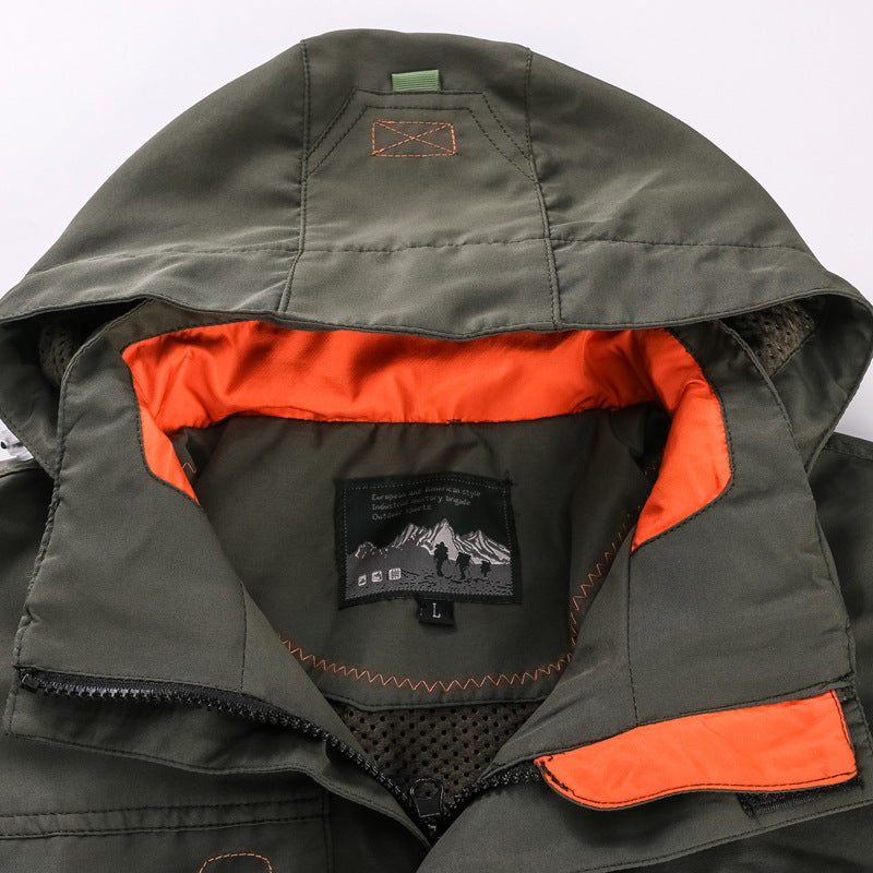 Outdoorjas voor heren met capuchon & meerdere zakken