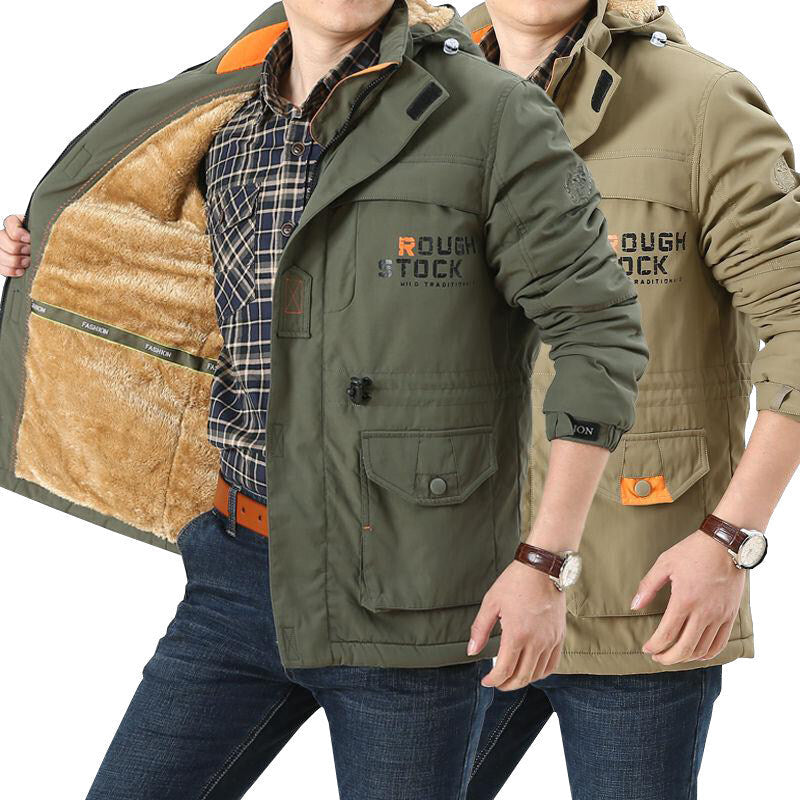 Herren Winterparka mit Kapuze, Teddyfutter und Taschen – warm gefüttert