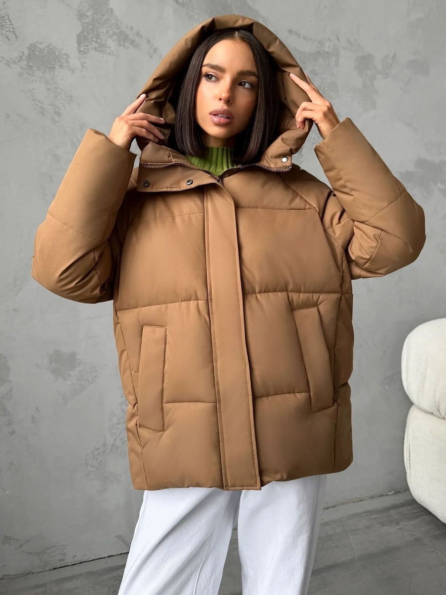 Damen Steppjacke mit Kapuze, kurze Puffajacke in verschiedenen Farben