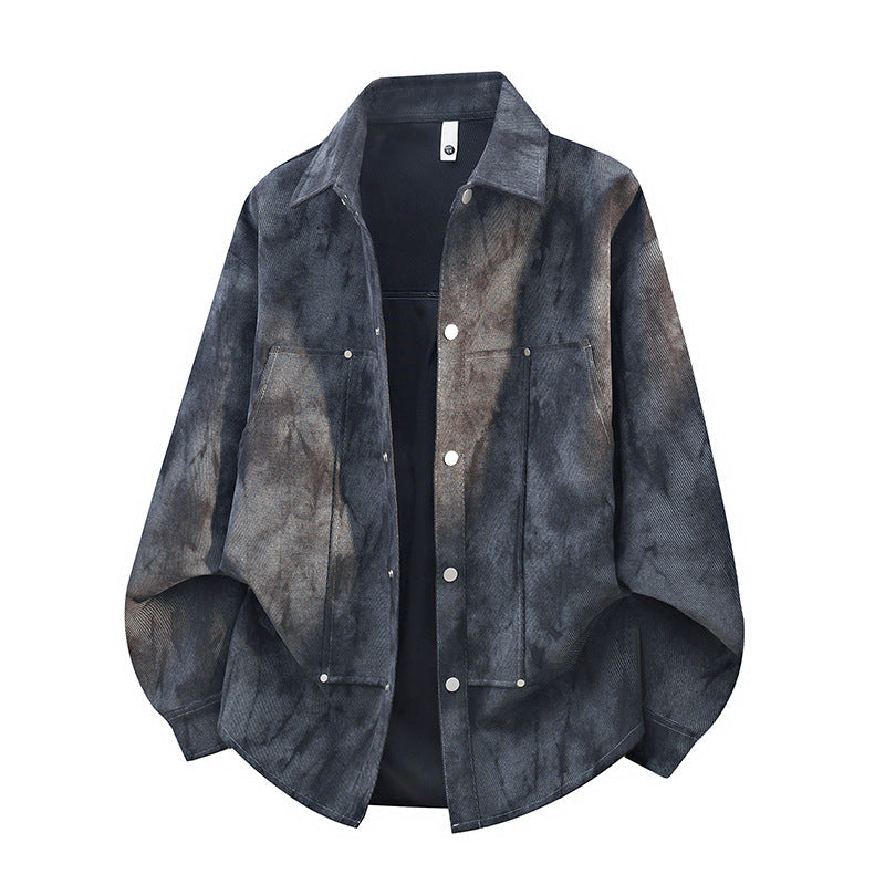 Unisex overshirt in batiklook met knopen en borstzakken