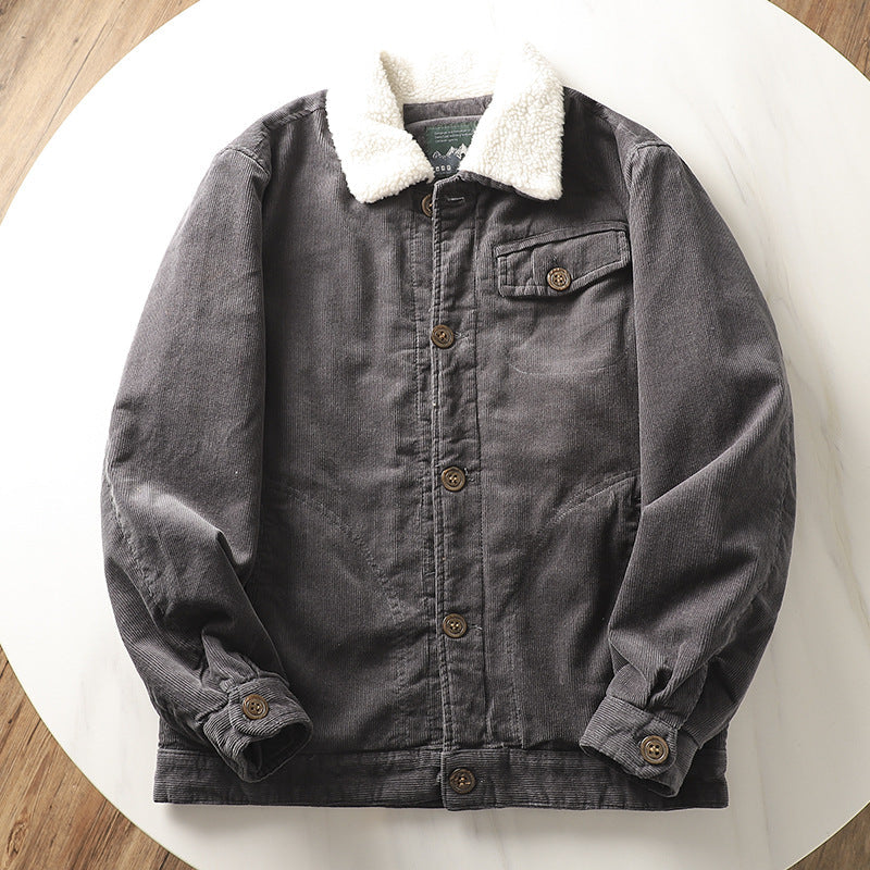 Corduroy herenjas met teddyvoering en kraag