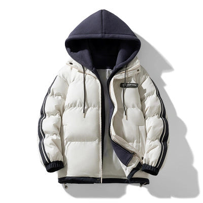 Unisex Winter Steppjacke mit Kapuze und Streifen - Warme Gepolsterte Jacke