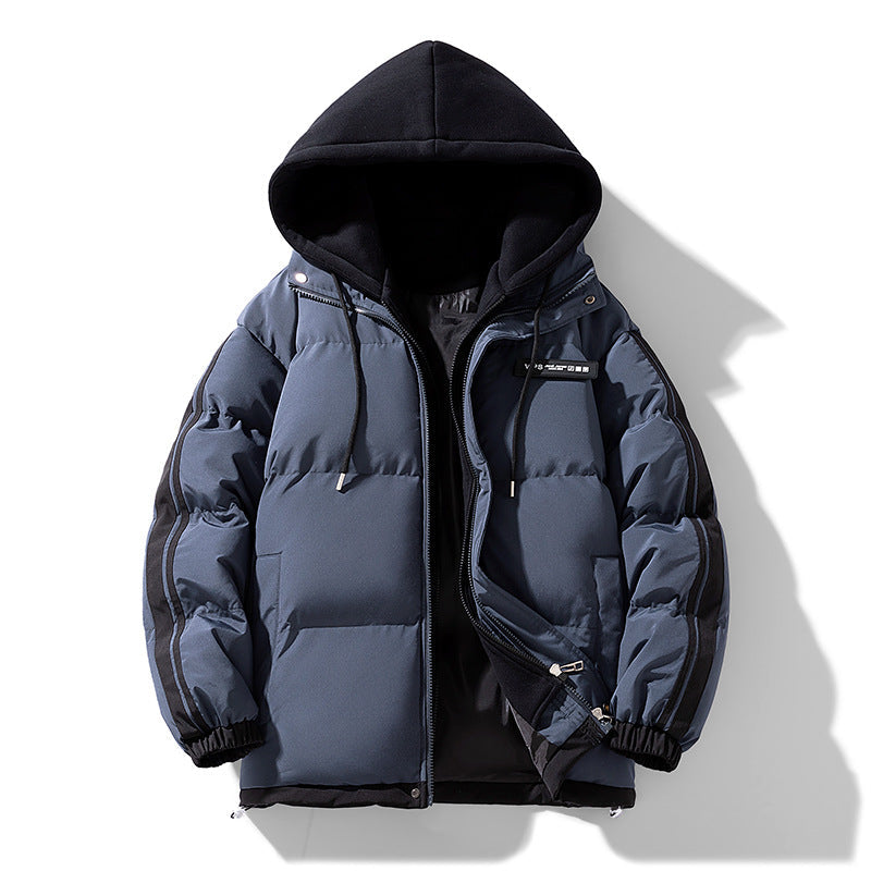 Unisex Winter Steppjacke mit Kapuze und Streifen - Warme Gepolsterte Jacke
