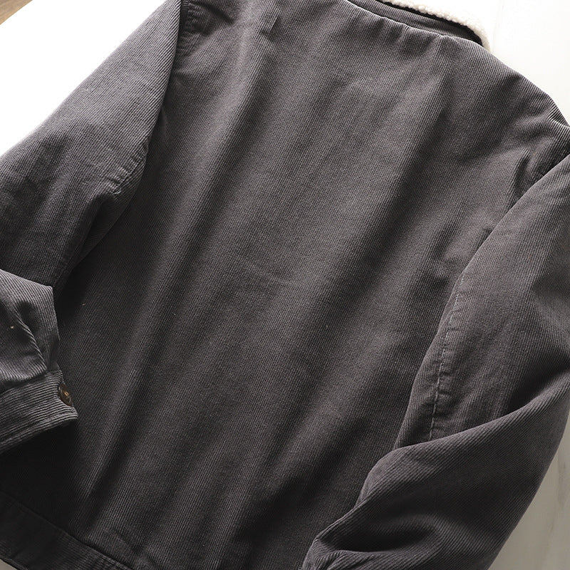 Corduroy herenjas met teddyvoering en kraag