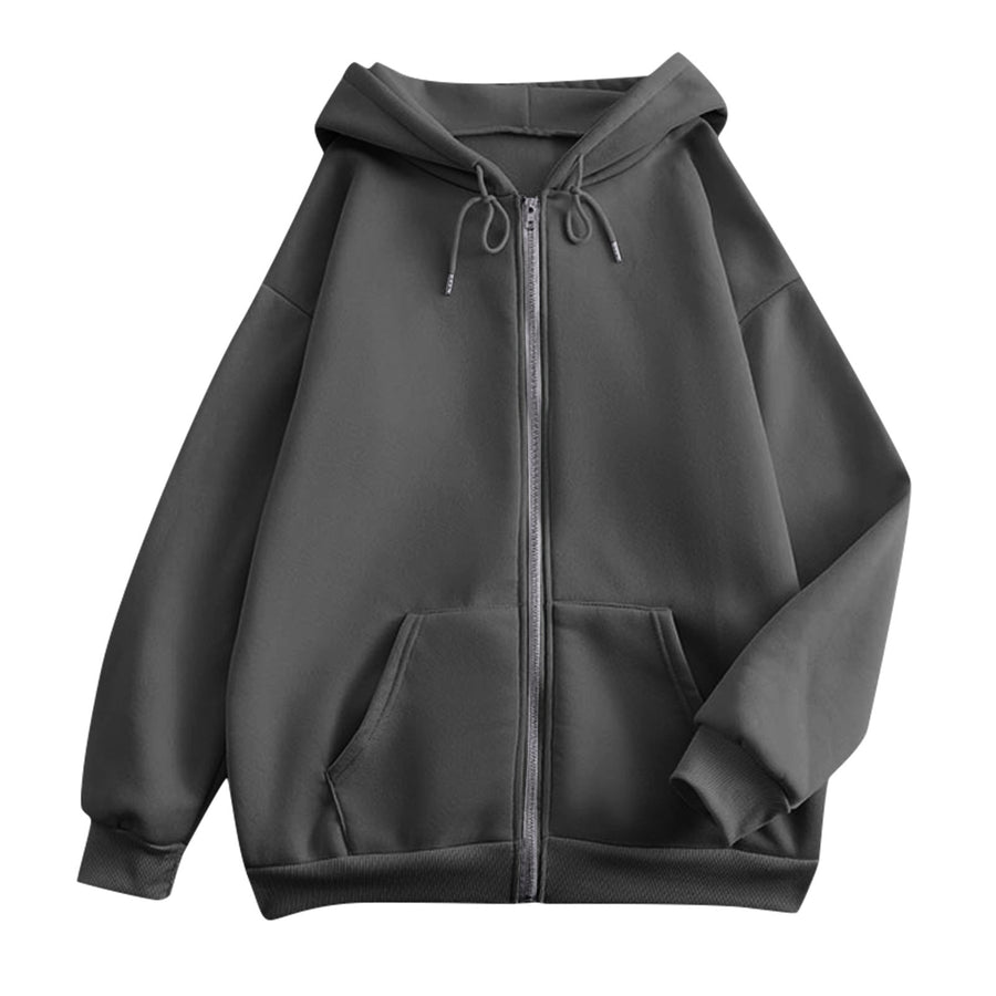 Unisex hoodie met ritssluiting, effen, losse pasvorm