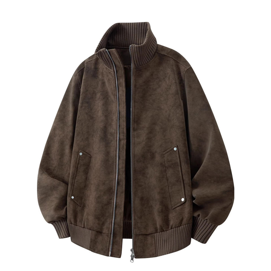 Unisex Reißverschluss Jacke mit Stehkragen und Rippbündchen