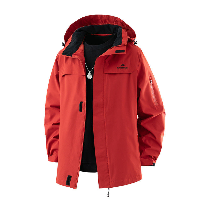 Unisex Outdoorjacke mit Kapuze und Taschen Wasserdichte Übergangsjacke