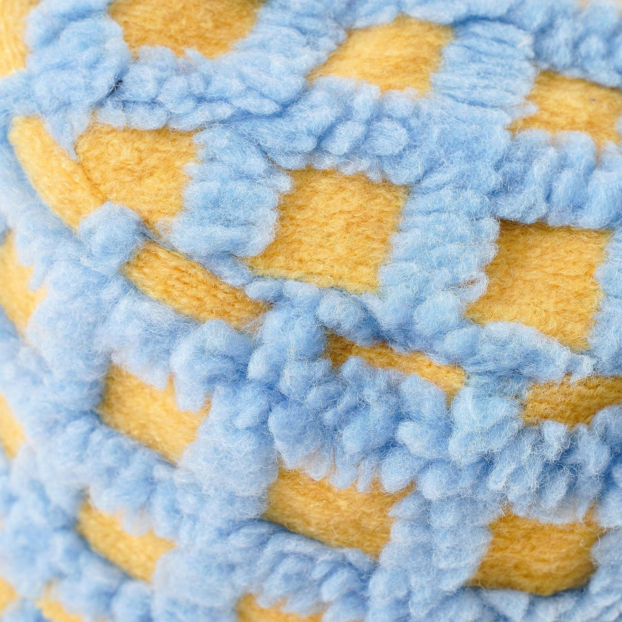 Kleurrijke teddyfleece-bucket hat met ruitpatroon