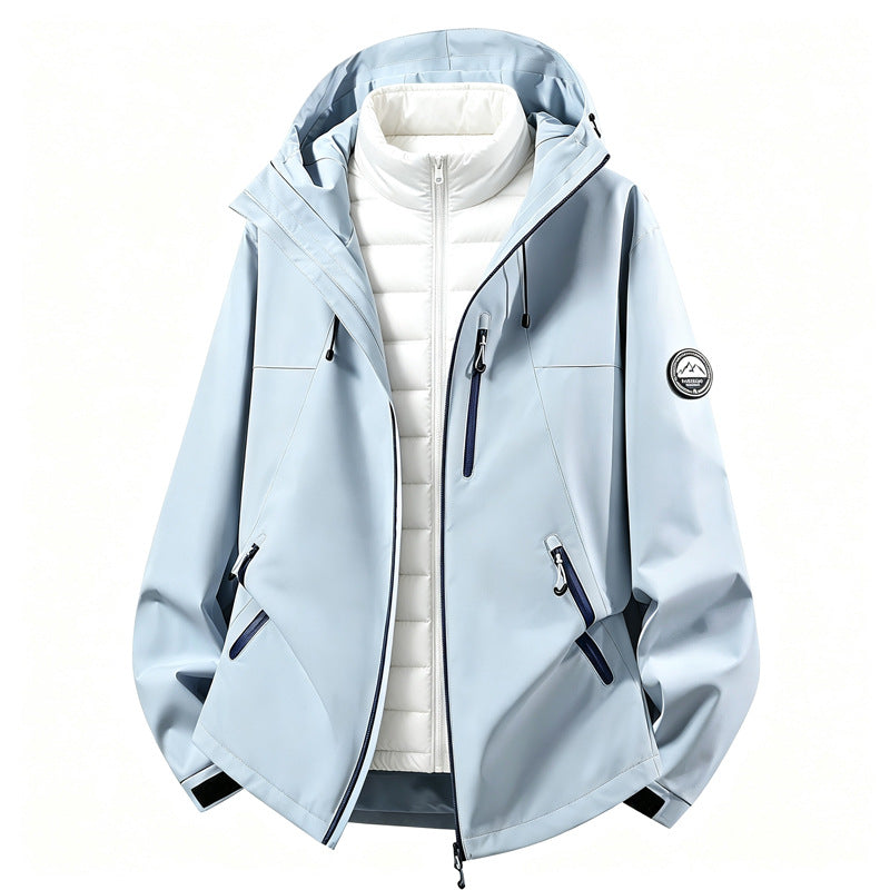 Uniseks 3-in-1-outdoorjas met afneembare binnenjas en capuchon