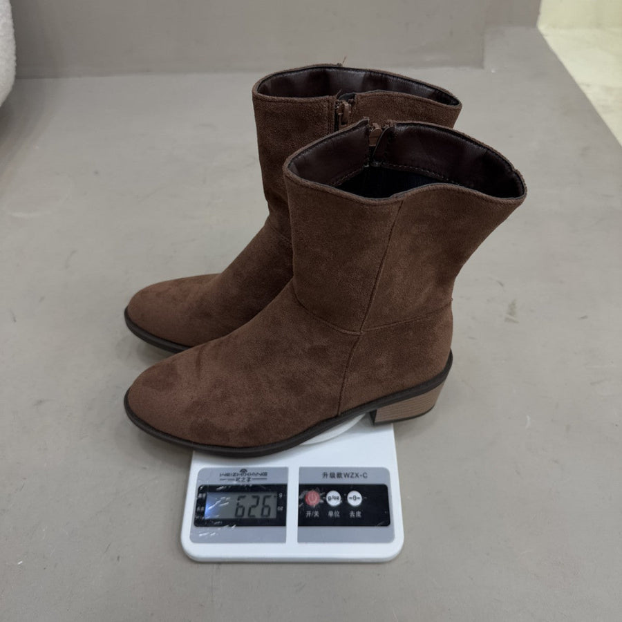 Damen Stiefeletten aus Wildlederimitat mit seitlichem Reißverschluss, Blockabsatz