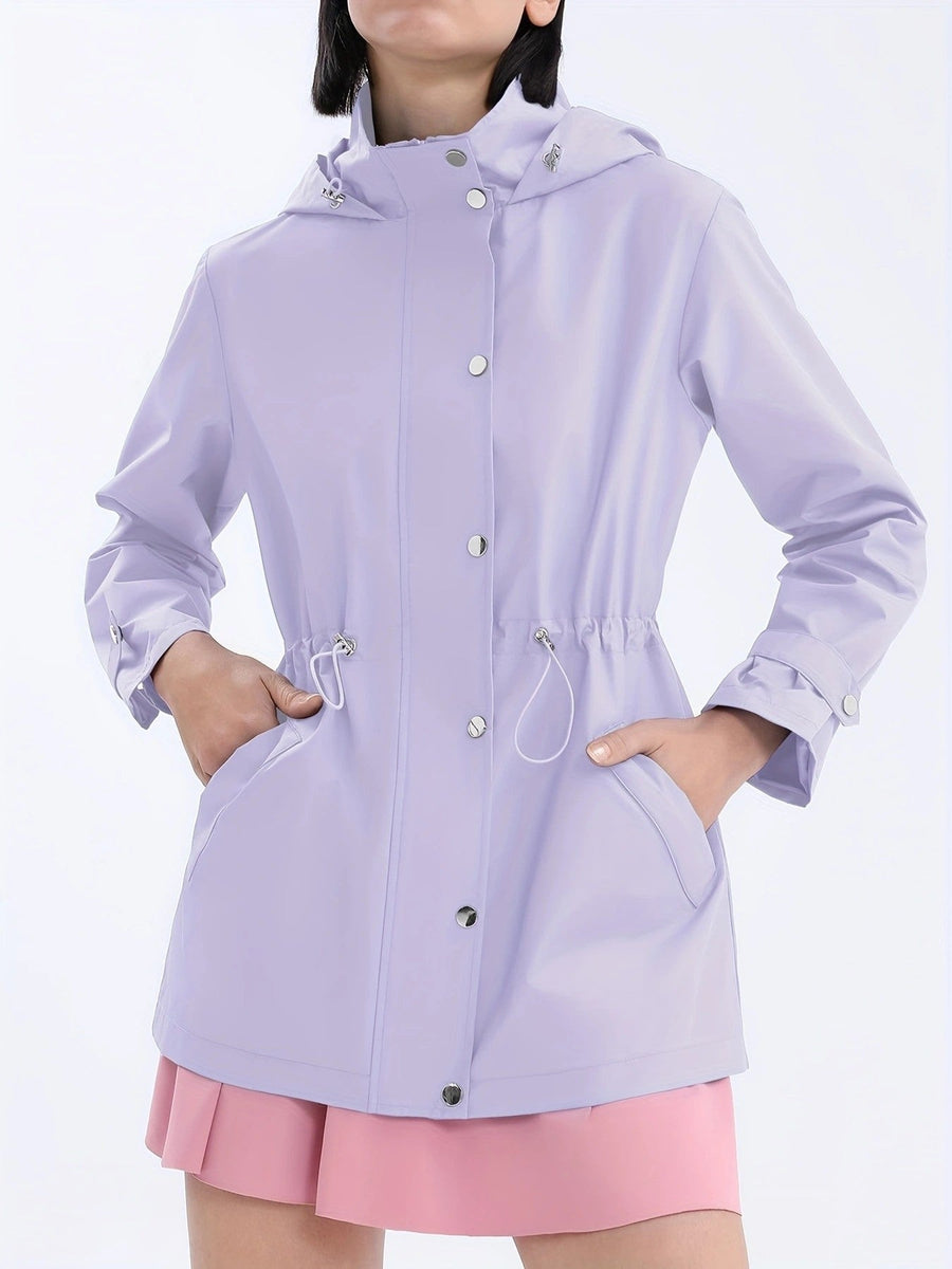 Damen Regenjacke mit Kapuze & Taillenzug Kordelzug - Mehrfarbig