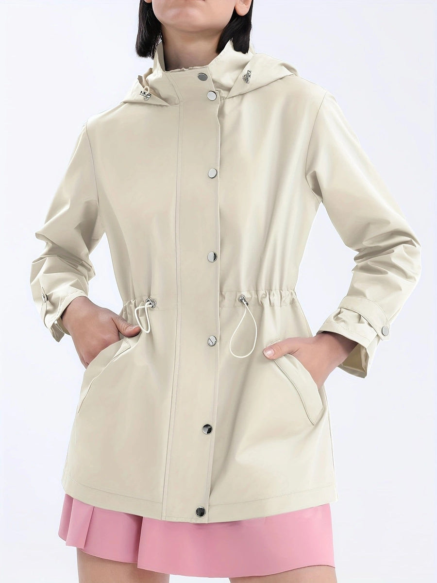 Damen Regenjacke mit Kapuze & Taillenzug Kordelzug - Mehrfarbig