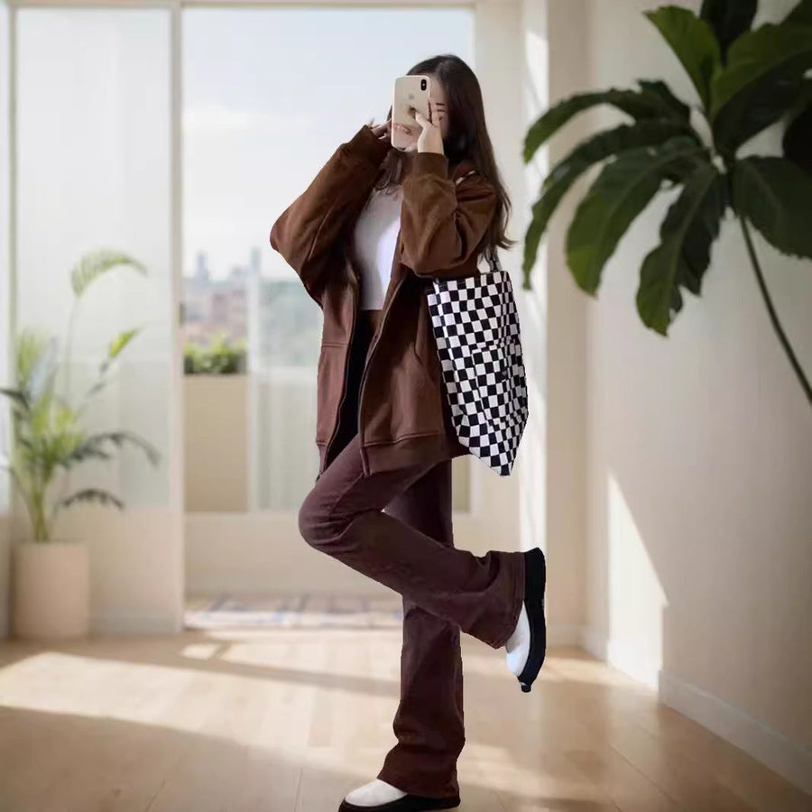 Unisex hoodie met ritssluiting, effen, losse pasvorm
