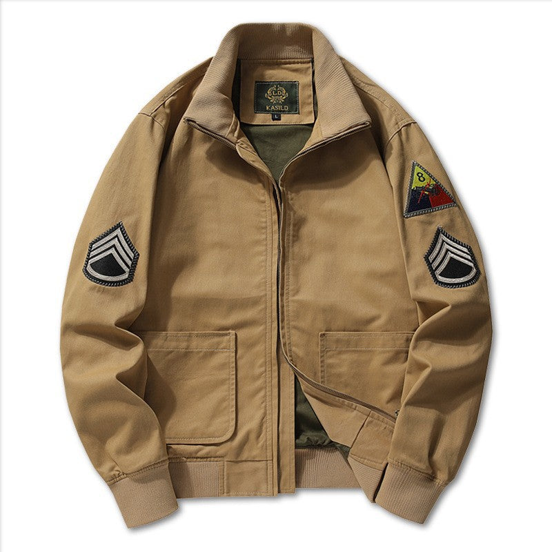 Herren Bomberjacke mit Stehkragen, Reißverschluss und Militär-Patches