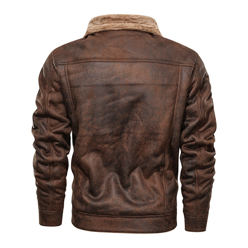 Herren Winterjacke Bomberstil mit Kunstfellfutter & Aufnähern