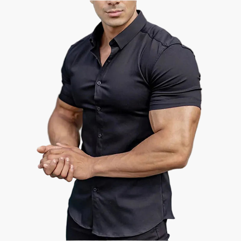 Herren Slim Fit Kurzarm Hemd – Modernes Muskelshirt für Freizeit und Business