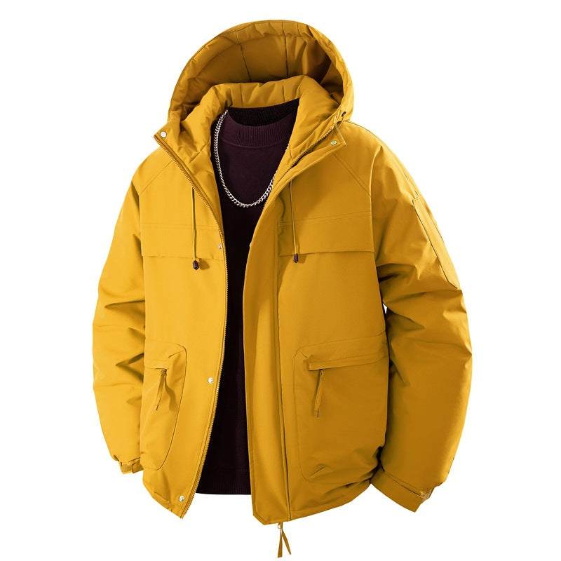 Steppjacke mit Kapuze und Reißverschluss für Herren, lockere Passform