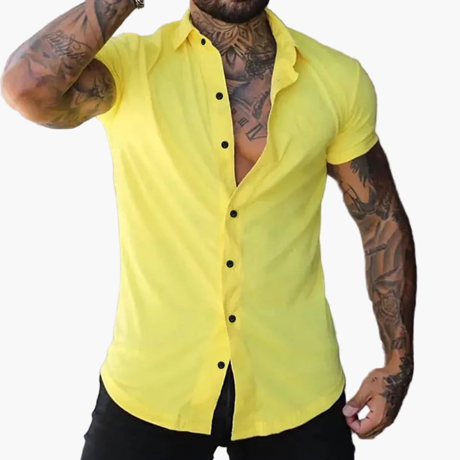 Herren Slim Fit Kurzarm Hemd – Modernes Muskelshirt für Freizeit und Business