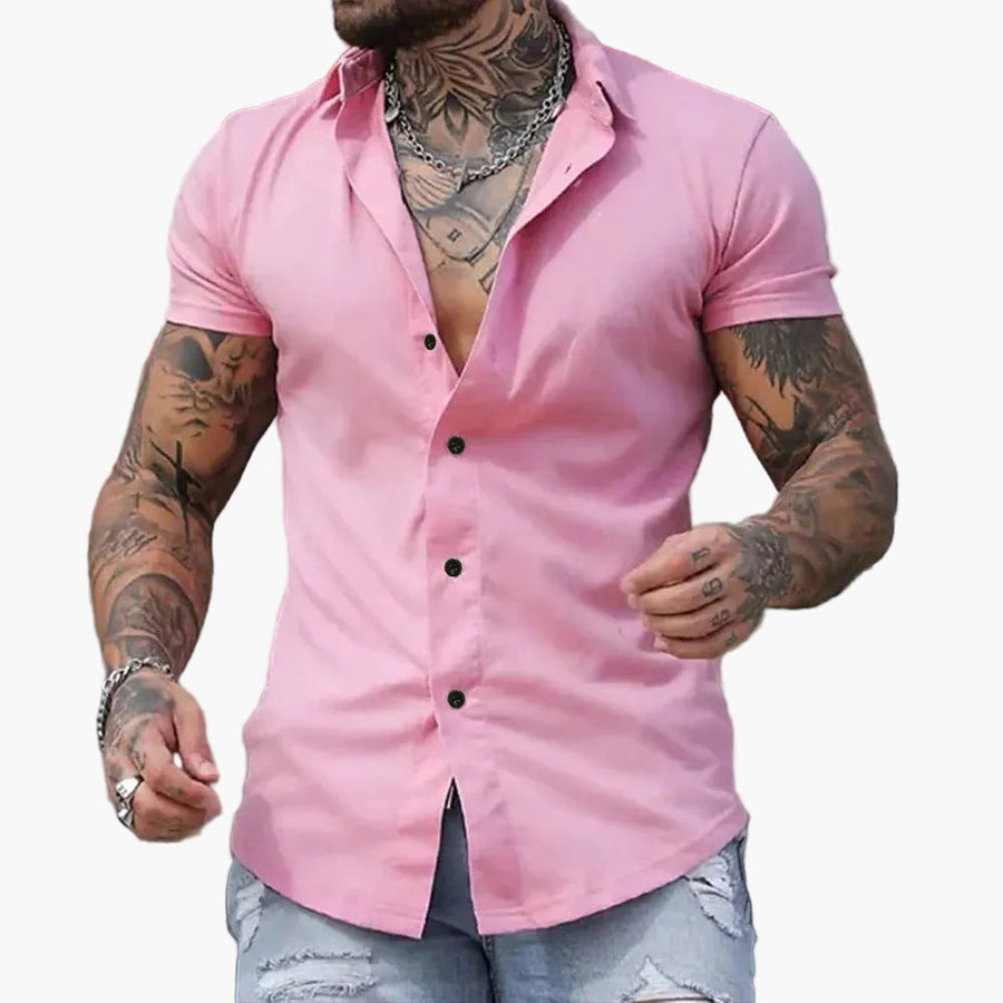 Herren Slim Fit Kurzarm Hemd – Modernes Muskelshirt für Freizeit und Business