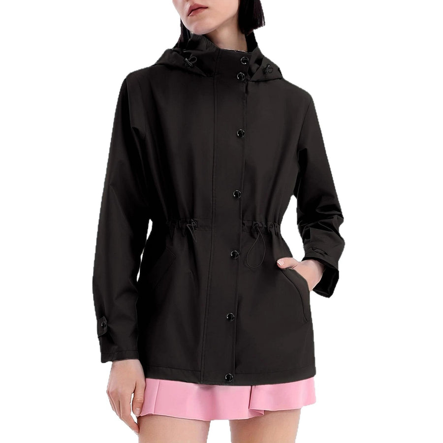 Damen Regenjacke mit Kapuze & Taillenzug Kordelzug - Mehrfarbig