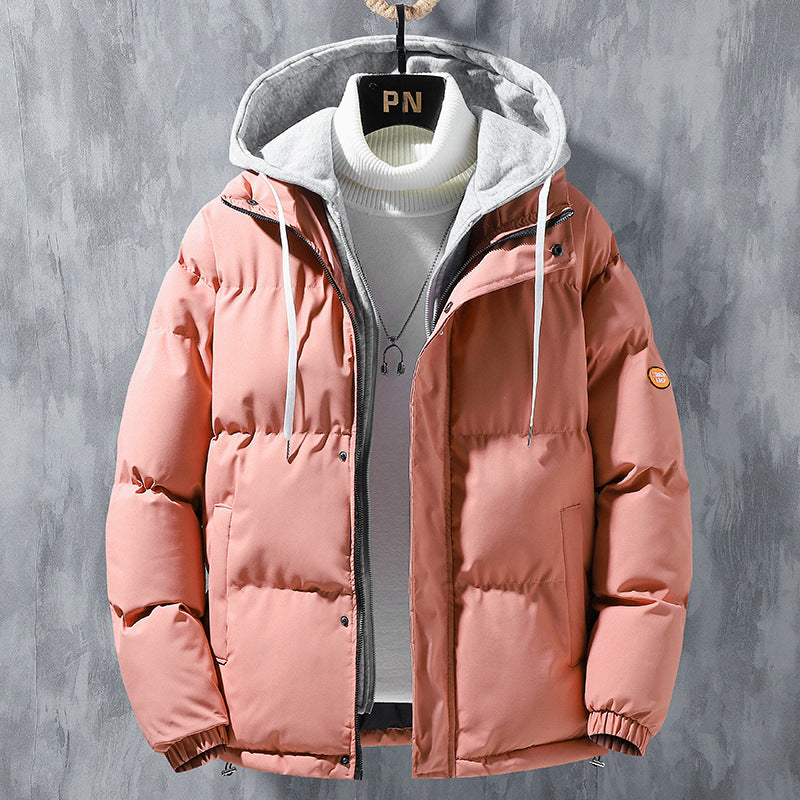 Unisex gewatteerde winterjas met capuchon en ritssluiting, gevoerd