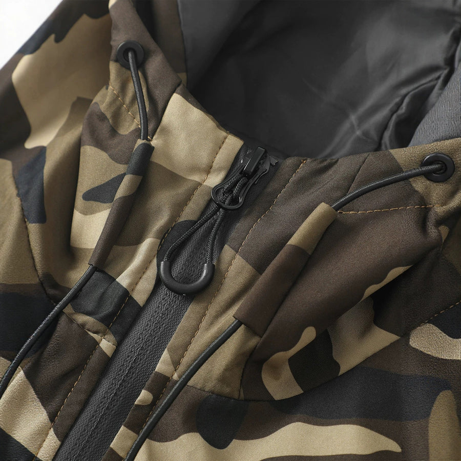Hoodie met camouflagepatroon voor heren en ritssluiting