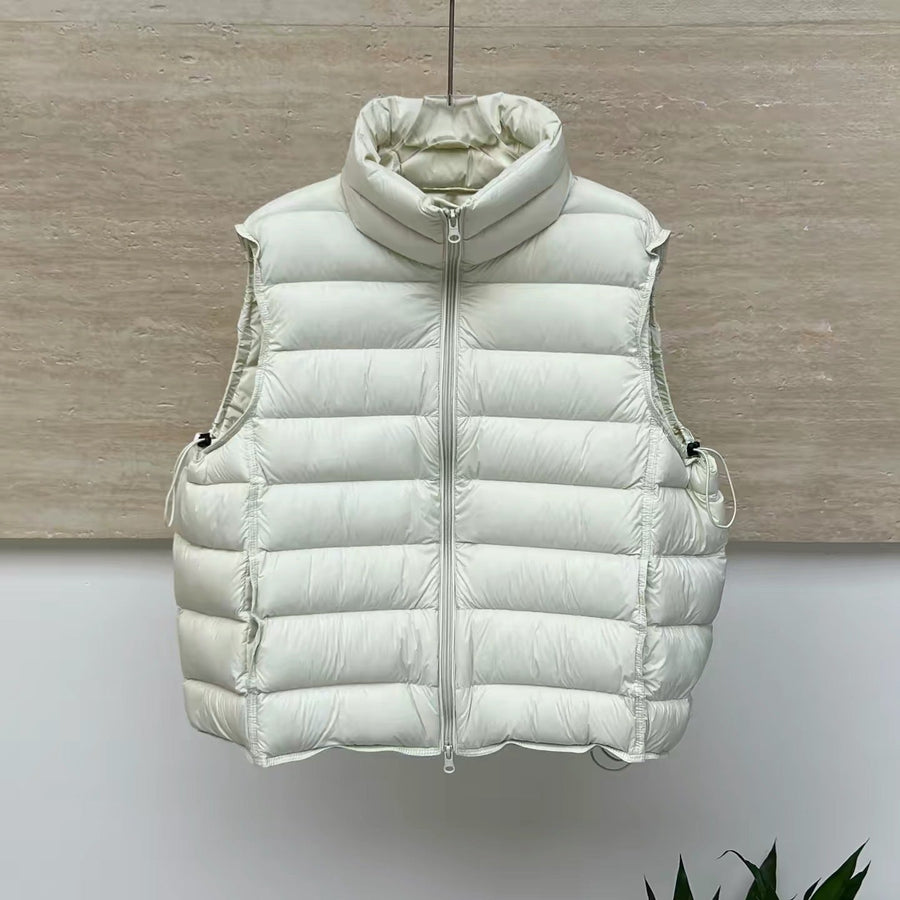 Uniseks gewatteerde bodywarmer met opstaande kraag, mouwloos model met ritssluiting