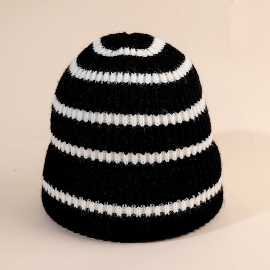 Gestreifte Strickmütze Beanie Wintermütze Unisex