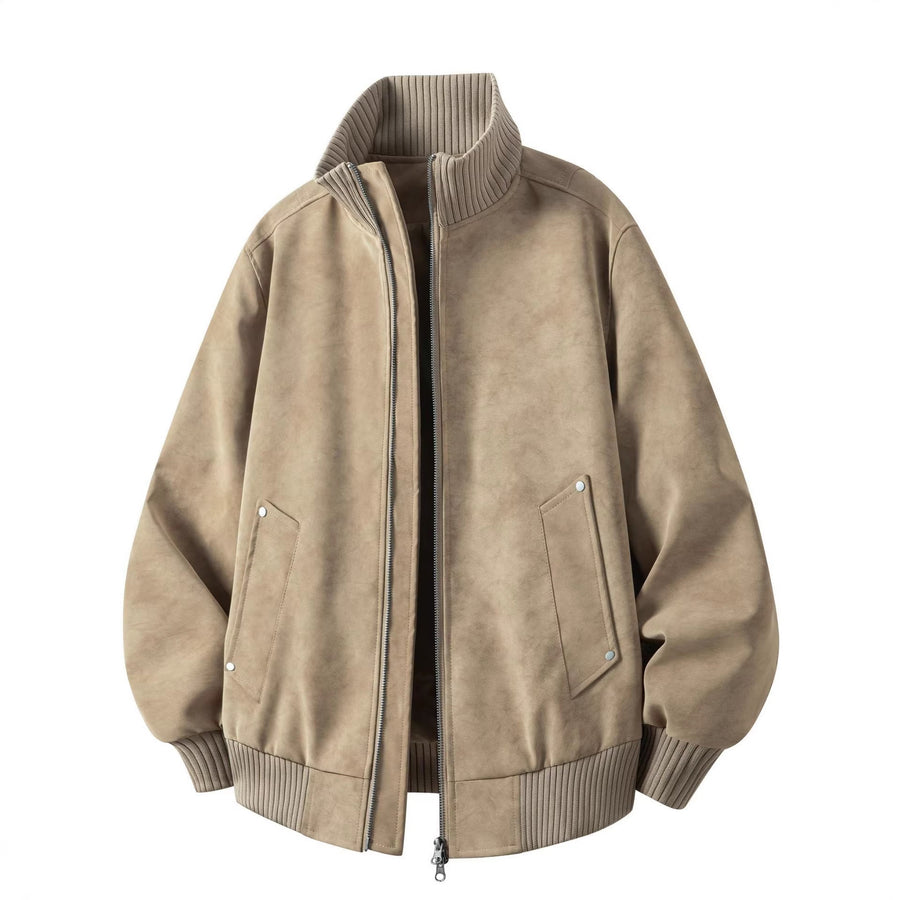Unisex Reißverschluss Jacke mit Stehkragen und Rippbündchen