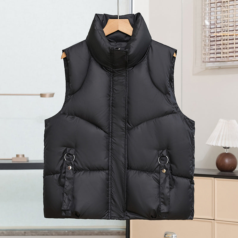 Uniseks gewatteerde bodywarmer met opstaande kraag, doorgestikt en mouwloos