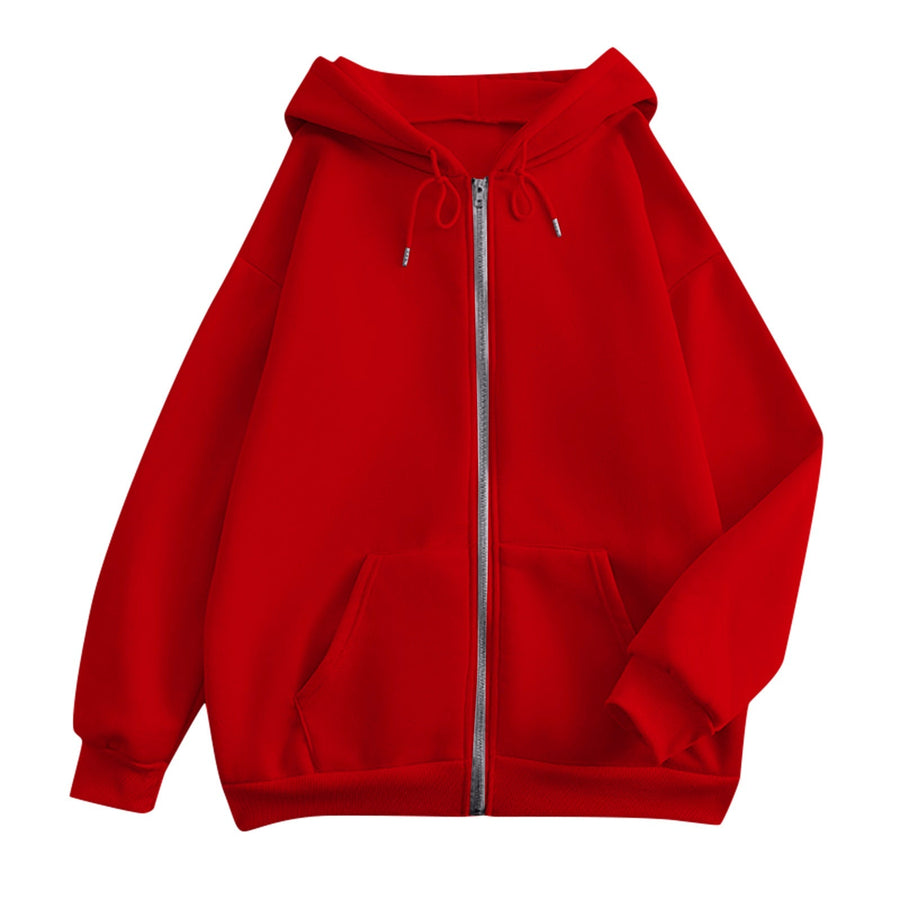Unisex hoodie met ritssluiting, effen, losse pasvorm
