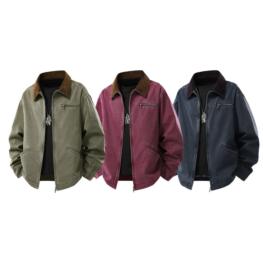 Jeansjacke mit Reißverschluss und Cordkragen in verschiedenen Farben