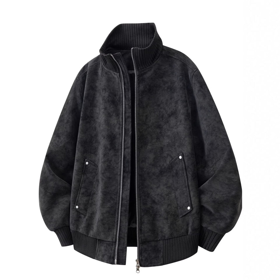 Unisex Reißverschluss Jacke mit Stehkragen und Rippbündchen