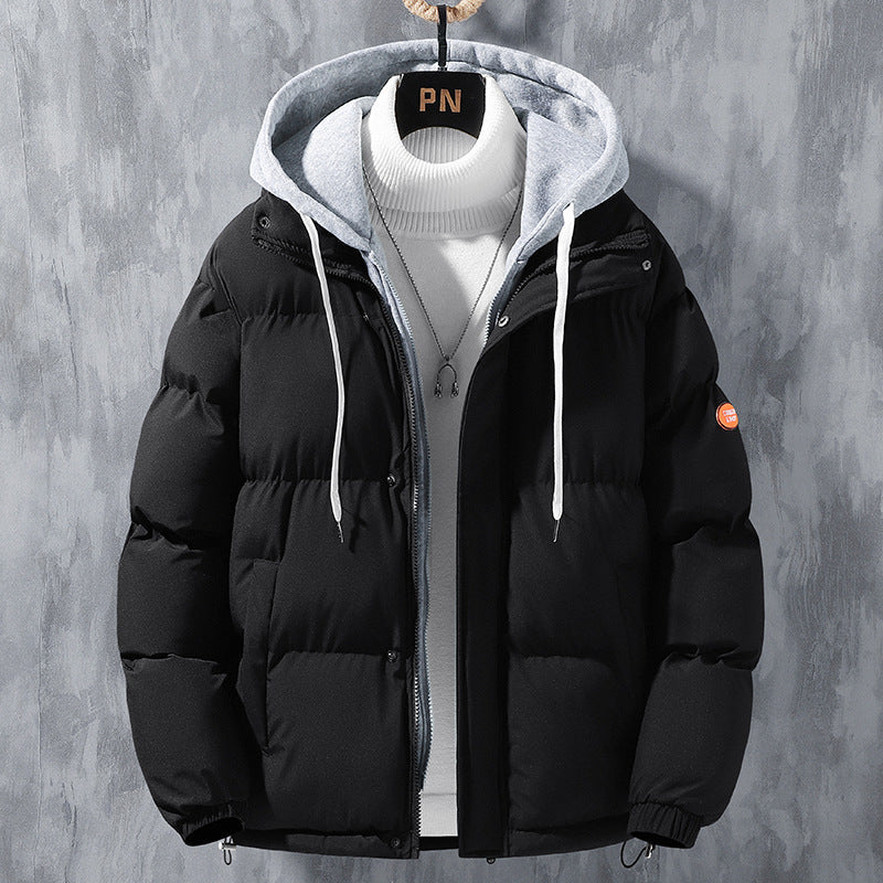 Unisex gewatteerde winterjas met capuchon en ritssluiting, gevoerd