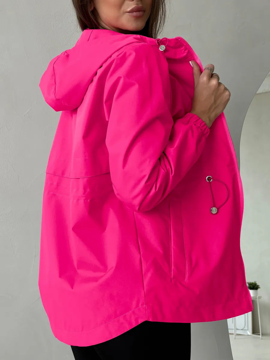 Licht windjack voor dames met capuchon en taillekoord