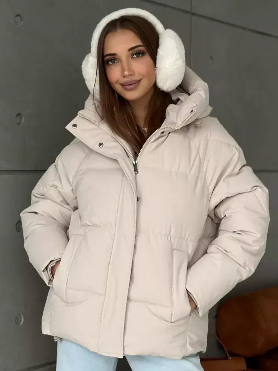 Damen Steppjacke mit Kapuze, kurze Puffajacke in verschiedenen Farben