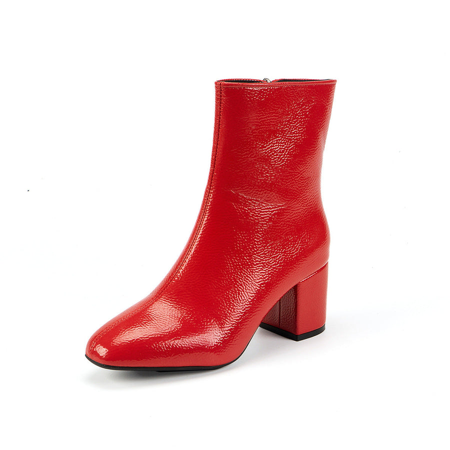 Damen Stiefeletten Blockabsatz Reißverschluss Spitze Zehe
