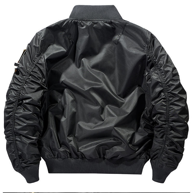 Unisex Bomberjacke mit Reißverschluss, Rippbündchen und Aufnähern