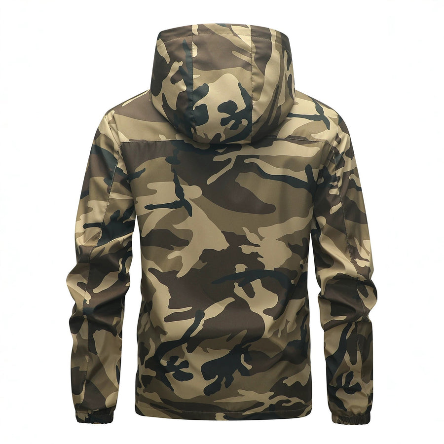 Hoodie met camouflagepatroon voor heren en ritssluiting