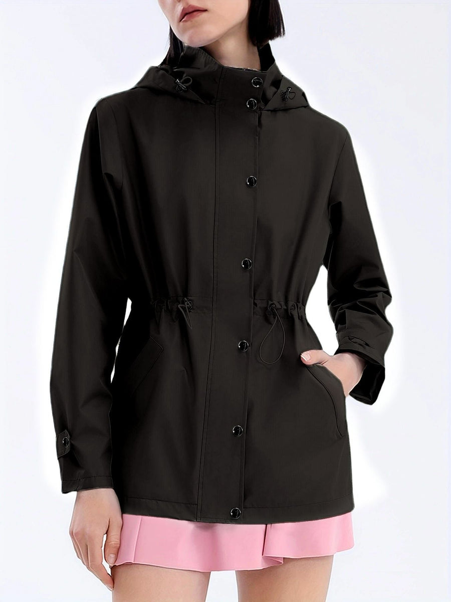 Damen Regenjacke mit Kapuze & Taillenzug Kordelzug - Mehrfarbig